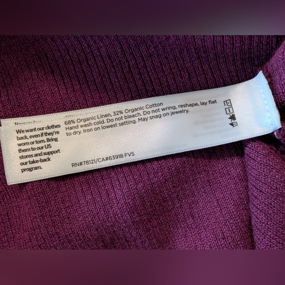 Eileen Fisher Jewel Neck Linen/Cotton Pullover Sweater Purple Size Medium - Picture 6 of 10